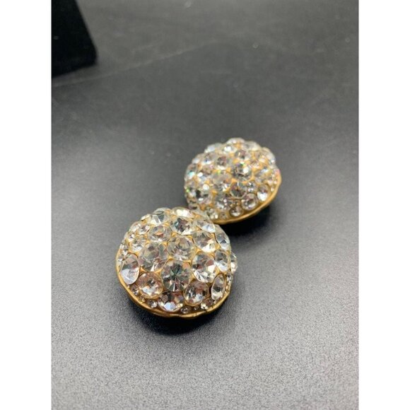 Bill Blass Rhinestones Statement Earrings Rhinestones Pave Clear Crystals - Picture 4 of 6